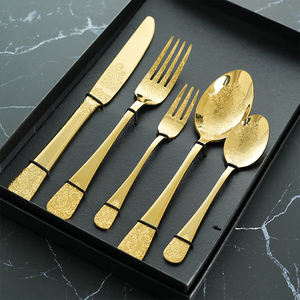 Glod Ensemble de Couverts de Luxe en Acier Inoxydable Design Pleine Fleur Vaisselle Ustensiles de Cuisine Élégants Couverts Exquises pour les Fêtes - Product Image 3