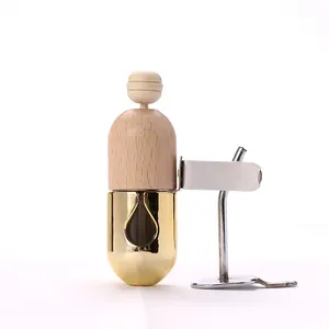 Forma di capsula di olio essenziale di aromaterapia bottiglia di semplice bastone di legno bottiglia di vetro diffusore auto per sfogo