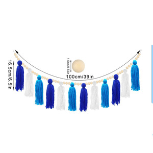 DAMAI HANUKKAH Productos Judíos, Borla de Cuentas de Madera Azul y Blanca, Artículos para Fiestas, Decoración Colgante para Cortina con Borlas de Hanukkah - Product Image 5