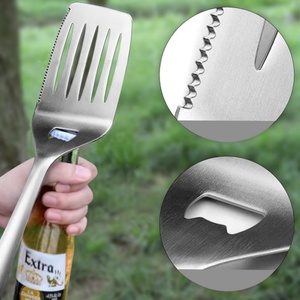 4-Piece Set Portable Outdoor <b>BBQ</b> Utensils Heavy Duty Stainless Steel <b>BBQ</b> Grill Tools Sets - Product Image 4