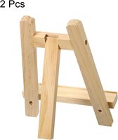 Lot de 2 mini chevalets en bois de 7,9 pouces, support triangulaire couleur bois pour table, idéal pour l'affichage de photos, cartes, toiles, mariages