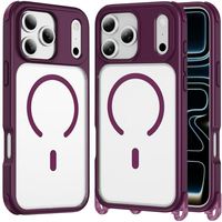 Casing Ponsel Magnetik Matte Anti Benturan 2 in 1 TPU+PC Desain Berlian dengan Lubang Lanyard Lepas Pasang untuk iPhone 18