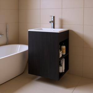 Froid 1-Door Bathroom Vanity 23In Dark Finish Modern Design Floor Standing With Ceramic Basin - Product Image 2