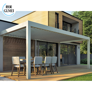 Pérgola de Aluminio de Diseño Moderno, Gazebo Impermeable para Exteriores, Pérgola Bioclimática GM-168 de Aluminio para Patio, Jardín, Barbacoa, Fiestas - Product Image 1