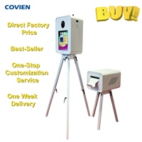 Double Sided Oak Photo Booth Enclosure with Printer Stand Retro DSLR Photo Booth Shell for Weddings Parties and Events