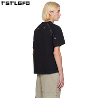 T-shirt ample en coton biologique 100% tricoté, brodé, anti-plis, coupe carrée, personnalisable avec impression et surpiqûres contrastées