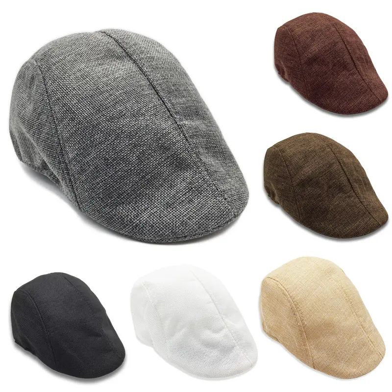 Women Linen Beret Hats Solid Plain Spring Autumn Cheap Hat French Comfortable Breathable Flat Beret Cap Berets For Men