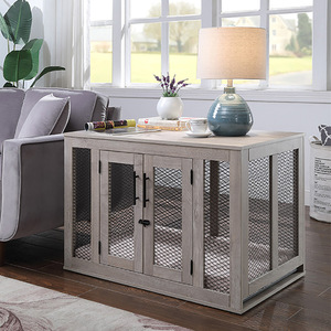 Bằng Gỗ Và Kim Loại Rút Trút Phong Cách Vừa Giống Chó Trang Trí Cuối Bảng Crate Combo Với Có Thể Tháo Rời Khay Và Ấm Cúng Giường Con Chó Chèn - Product Image 2