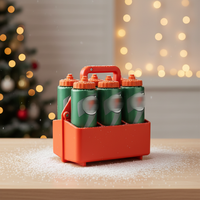 Panier porte-bouteilles en plastique pour 6 bouteilles avec poignée - Porte-boissons portable pour activités de plein air