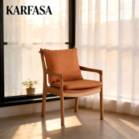 Fauteuil en bois de chêne massif KARFASA, style nordique moderne japonais, chaise de loisirs et d'étude, coussin moelleux, mobilier multifonctionnel pour la maison