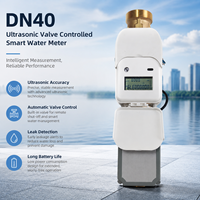Compteur d'eau numérique sans fil intelligent DN40 en laiton à ultrasons avec vanne contrôlée IoT LoRaWAN RS485 Modbus, coupure à distance, prépayé, IP68