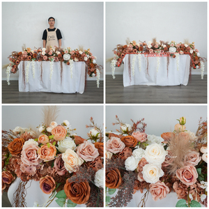 การจัดดอกไม้ประดิษฐ์สไตล์โบฮีเมียนสำหรับงานแต่งงาน สีเทอร์ราคอตต้า พร้อมดอกวิสทีเรียสีขาวห้อยประดับ - Product Image 3