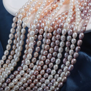 ลูกปัดข้าวไข่มุกน้ำจืดธรรมชาติขนาด5-6มม. ลูกปัดแบบหลวมทำมือยาวประมาณ36ซม. ประมาณ48เม็ด - Product Image 6