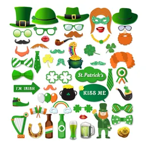 Huancai St. Patrick's Day Photo Booth Requisiten Kit Lucky Irish Shamrocks Foto Requisiten Set DIY für Irish Party Supplies Dekorationen