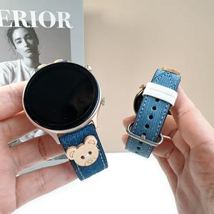 Forwelleny 18mm 20mm nuevo lindo osito mujer estilo Denim cuero pulsera correa para Apple 11 10 9 8 7 6 5 <span class=keywords><strong>SE</strong></span> - Product Image 2