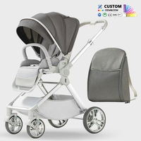 Poussette de luxe en alliage d'aluminium pliable double sens avec grand panier de rangement pour bébé