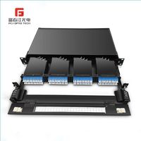 Panel Patch Fiber Optik FCJ Dengan Rel Rak 19 Inci 24 48 96 Port ODF Panel Patch Fiber