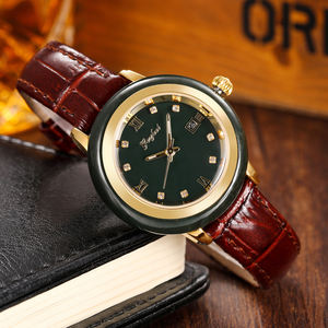 นาฬิกาคู่สายหนังดราก้อนฟีนิกซ์ควอตซ์ดีไซน์หรูหรา นาฬิกาหยกเหอเทียนสำหรับผู้ชายและผู้หญิง - Product Image 1