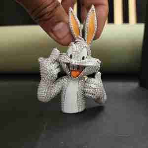 จี้ห้อยคอรูปกระต่ายประดับเพชรโมอิสซาไนต์สแตนเลสสตีลสุดหรู สำหรับเป็นของขวัญวันวาเลนไทน์ - Product Image 3