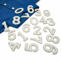 En stock, patchs en feutre non tissé faits main, brodés, thermocollants, avec perles et strass, motifs alphabet, cœur, chiffres, pour décoration DIY de sacs et chaussures