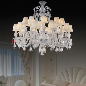 24 luces E14 <span class=keywords><strong>Bacarat</strong></span> Crystal Pendant Lights Luxury Italian Large Glass Crystal Chandelier para decoración de bodas Lighting - Product Image 3