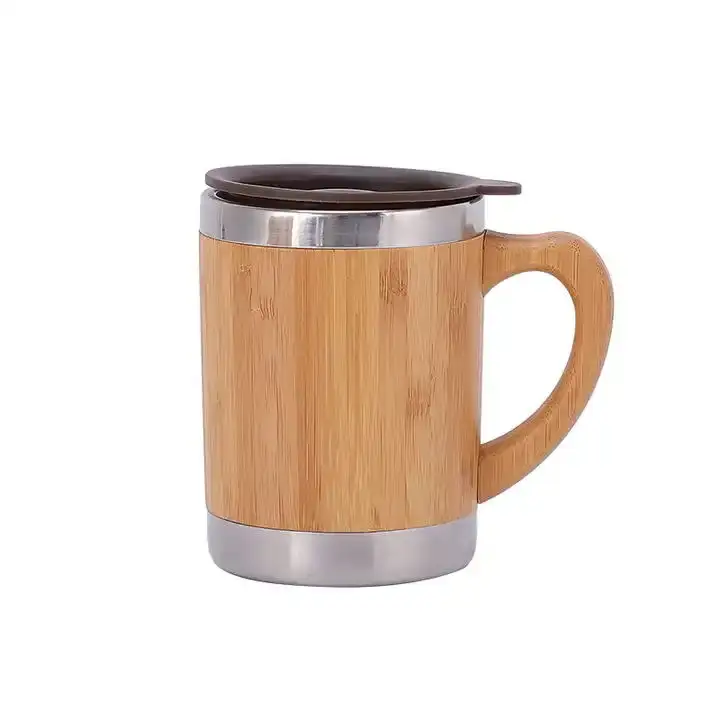 Schlussverkauf 300 ml Bambus-Becher Kaffee Reiseisoliert mit Deckel mit Griff Tasse