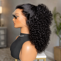 Perruque sans colle à dentelle transparente HD, bouclée afro, 100% cheveux humains, densité 200%, 20 pouces, pré-épilée, installation rapide