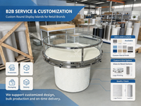 Table de présentation ronde en verre sur mesure, comptoir de présentation pour sacs à main et bijoux de boutique, personnalisation complète du mobilier de présentation pour toute la boutique