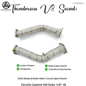 ท่อลดแรงดันไอเสียสำหรับกีฬาปอร์เช่คาเยนน์958เทอร์โบ<span class=keywords><strong>4.8</strong></span>ตัน <span class=keywords><strong>V8</strong></span>การไหลสูง - Product Image 2
