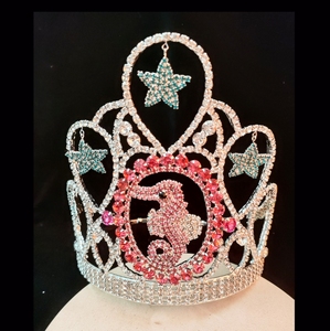 Corona Estiva con Cavalluccio Marino e Strass, Corona da Concorso per Bambini - Product Image 1