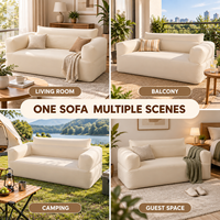 Tragbares Aufblasbares Sofa für 2 Personen Luftcouch mit Weichem Stoffbezug für Zuhause, Gästezimmer und Camping