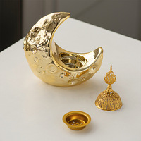 Bougie minimaliste pot couvercle brûleur d'encens décoration de la maison en céramique lune arabe brûleur d'encens EID Mubarak Ramadan décorations
