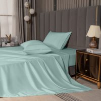 Draps en Coton Égyptien Qualité Hôtelière, Drap Plat et Parure de Lit avec Taies d'Oreiller