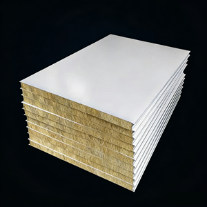 Panel Sándwich de Lana de Roca, Panel Sándwich Metálico Resistente al Fuego, Aislamiento y Decoración de <span class=keywords><strong>Paredes</strong></span> Exteriores, Panel Integrado - Product Image 1