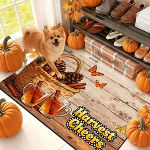 Paillasson rustique personnalisé antidérapant et absorbant motif citrouille d'automne avec motif « Cœur Grateful » pour entrée adaptée aux animaux de compagnie - Product Image 6