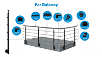 Barres de sécurité en acier inoxydable HJ de haute qualité pour balcon ou terrasse, conception de raccords de sécurité pour escalier