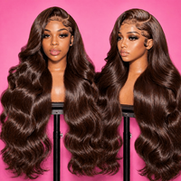 Perruque frontale en dentelle HD 13x4 Body Wave, cheveux humains, sans colle, pré-épilée, avec ligne de cheveux naturelle, aspect cuir chevelu, en cheveux vierges