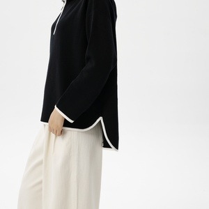 <span class=keywords><strong>Oem</strong></span> <span class=keywords><strong>ODM</strong></span> 100% len của phụ nữ Hoodies thoải mái mềm mại trùm đầu quý Zip Áo len thoáng khí Hàng dệt kim cho mặc giản dị - Product Image 5