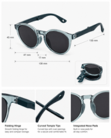 Lunettes de soleil pliables pour enfants avec logo personnalisé, monture TR90, protection UV400, pour garçons et filles, légères et durables, idéales pour la plage et les voyages