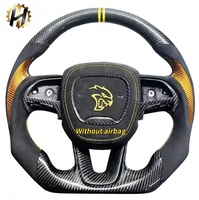 Volant sport en fibre de carbone personnalisé de haute qualité, design sergé, forme en D, matériau en cuir pour Dodge Charger RAM 2001-2003