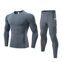 RUIQUWIN Ensemble de compression à séchage rapide et élastique pour hommes, couche de base à manches longues et pantalon de course à pied, vêtements de sport d'entraînement au basket-ball