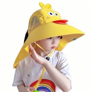 Chapeau Bob Bébé d'Été à Large Bord avec Logo Personnalisé, Protection UV, en Coton, Imprimé Animal 3D Mignon, pour l'Extérieur - Product Image 1