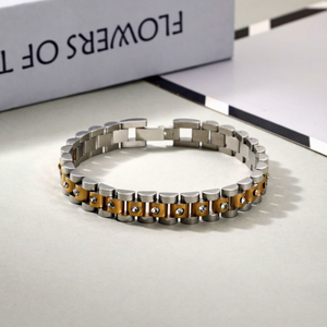 Bracciale per Orologio in Acciaio Inossidabile Placcato Oro 18K all'Ingrosso per Uomo e Donna, Gioiello di Lusso Hip Hop alla Moda - Product Image 1