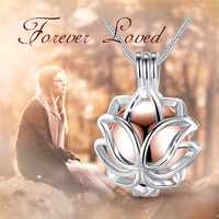 Bijoux en forme de Lotus, collier pendentif, médaillon de mémoire, création commémorative