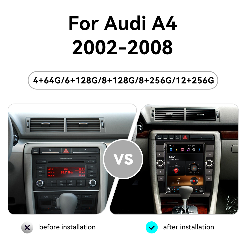 Autoradio Android 7" Pour Audi A4 B6/B7 & Seat Exeo - 4G+64Go, CarPlay/Android Auto Sans Fil, GPS, WiFi, Caméra De Recul