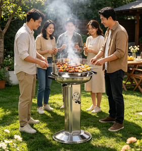 Nouveau design, barbecue portable d'extérieur en acier inoxydable de luxe, support vertical réglable, avec télécommande pour - Product Image 2
