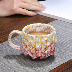 Tazza da Caffè in Ceramica <span class=keywords><strong>di</strong></span> Lusso Stile <span class=keywords><strong>Giapponese</strong></span> Retrò, Interno Colorato, Grande Tazza da Tè in Ceramica con Rilievo - Product Image 3
