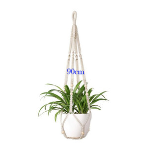 Panier suspendu pour plantes en macramé avec perles <span class=keywords><strong>de</strong></span> bois, support décoratif pour <span class=keywords><strong>pot</strong></span> <span class=keywords><strong>de</strong></span> fleurs sans glands pour intérieur et extérieur - Product Image 1