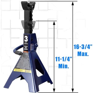 Coppia di Cavalletti in Acciaio da 3 Tonnellate, Capacità 6000 lb, Altezza Regolabile, Supporto per Auto - Product Image 2
