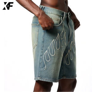 شورت جينز رجالي أصلي من XUFEI بتصميم مخصص، ملابس الشارع، 100% قطن، فضفاض مع تطريز وغسيل حمضي، شورت جينز للرجال - Product Image 3